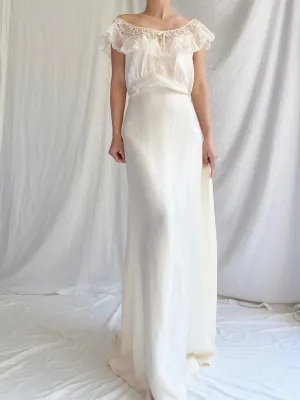 1930s Satin Wide Neck Slip Dress - M