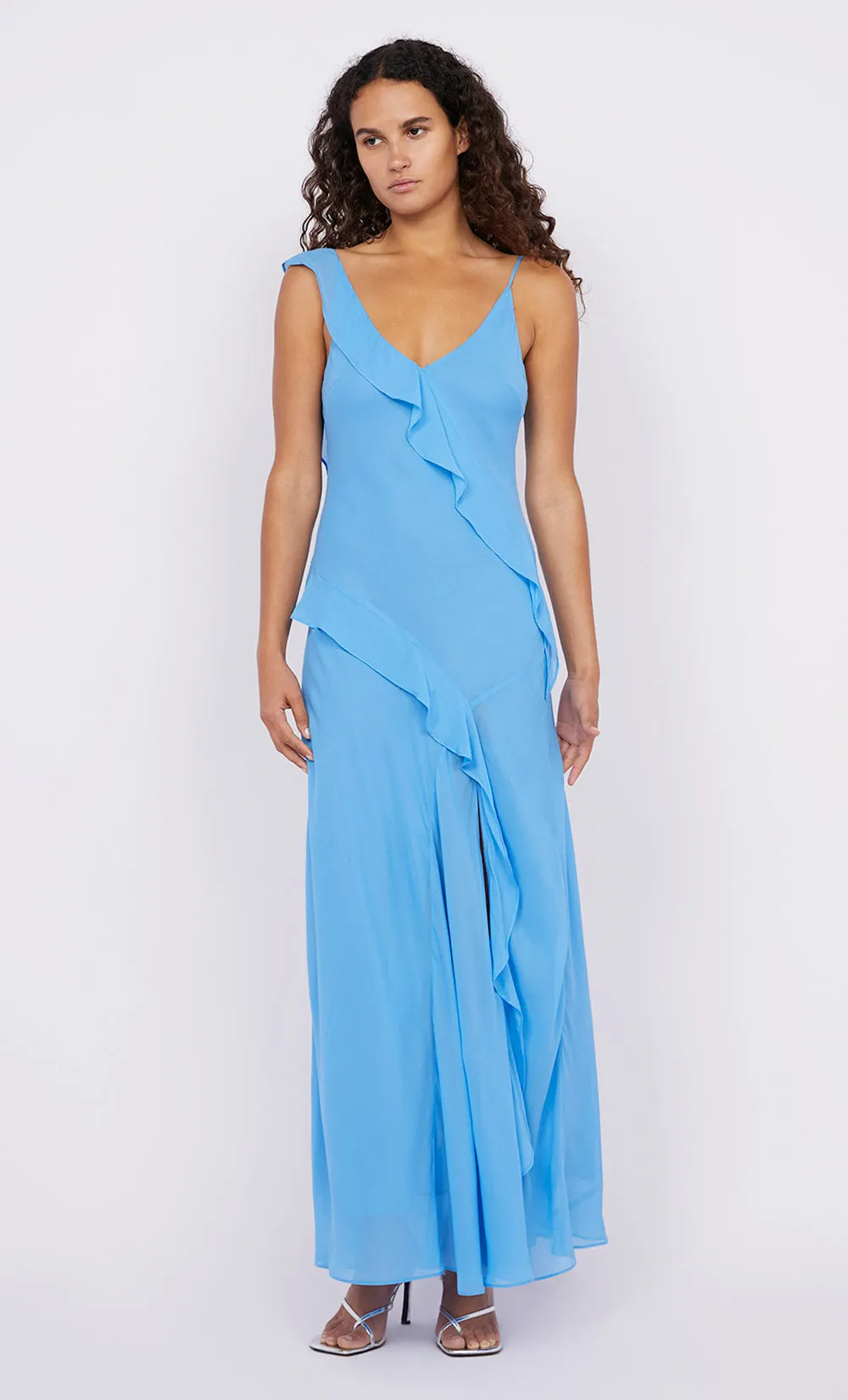 AIDA FRILL DRESS - AZURE