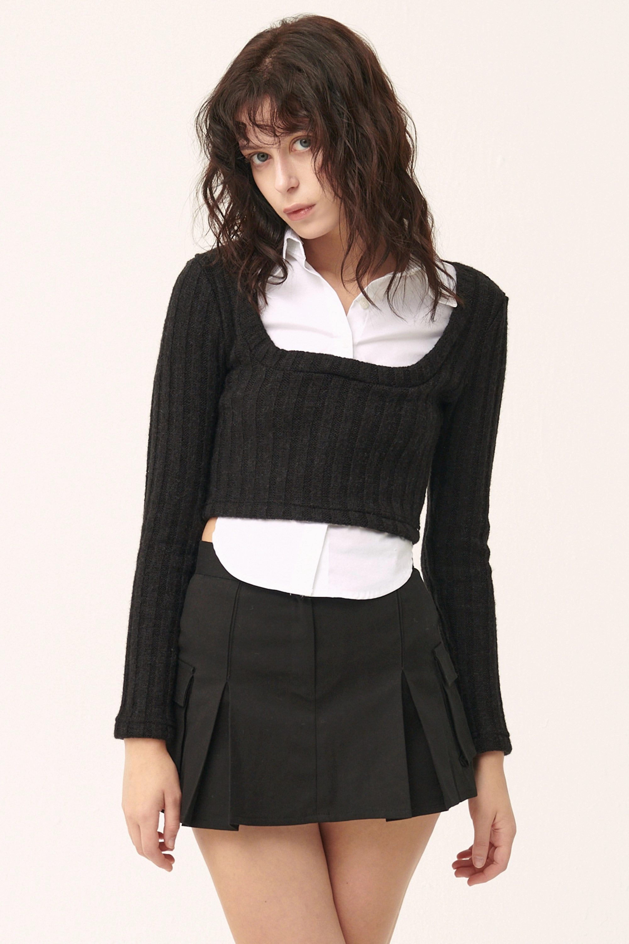 Amelia Shirt Inset Crop Top