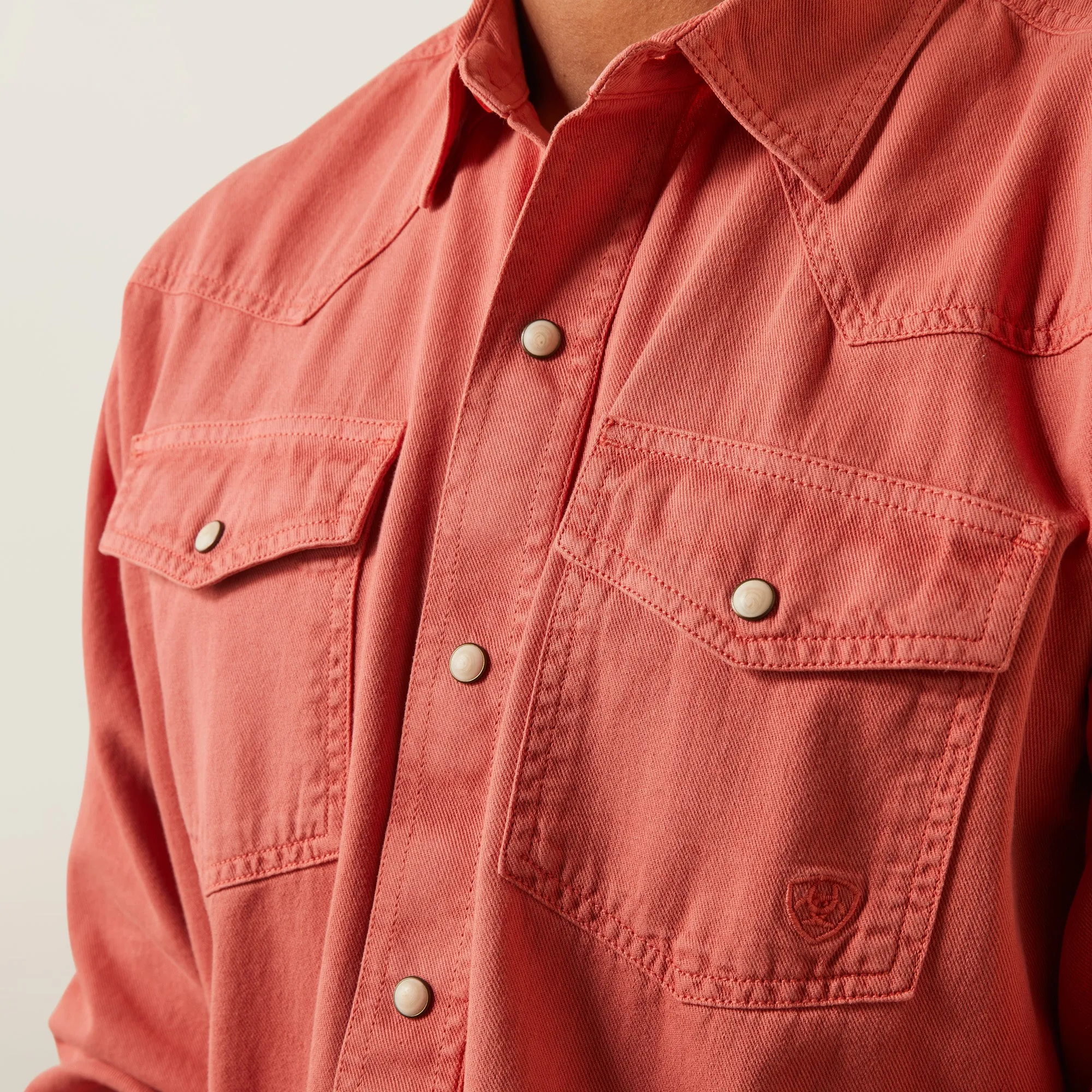 Ariat Mens Jurlington Faded Brick Retro Snap Long Sleeved Shirt 10043647