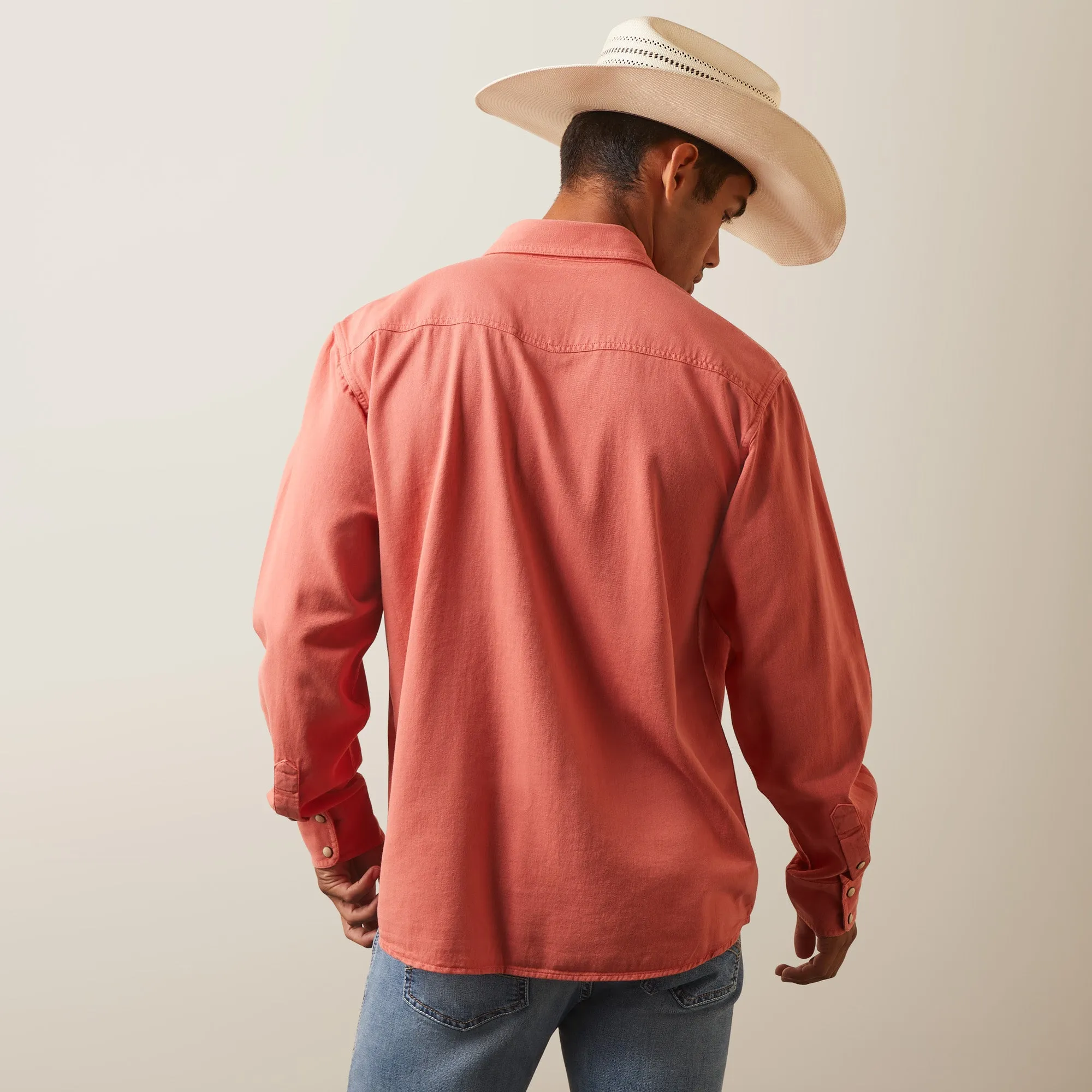 Ariat Mens Jurlington Faded Brick Retro Snap Long Sleeved Shirt 10043647
