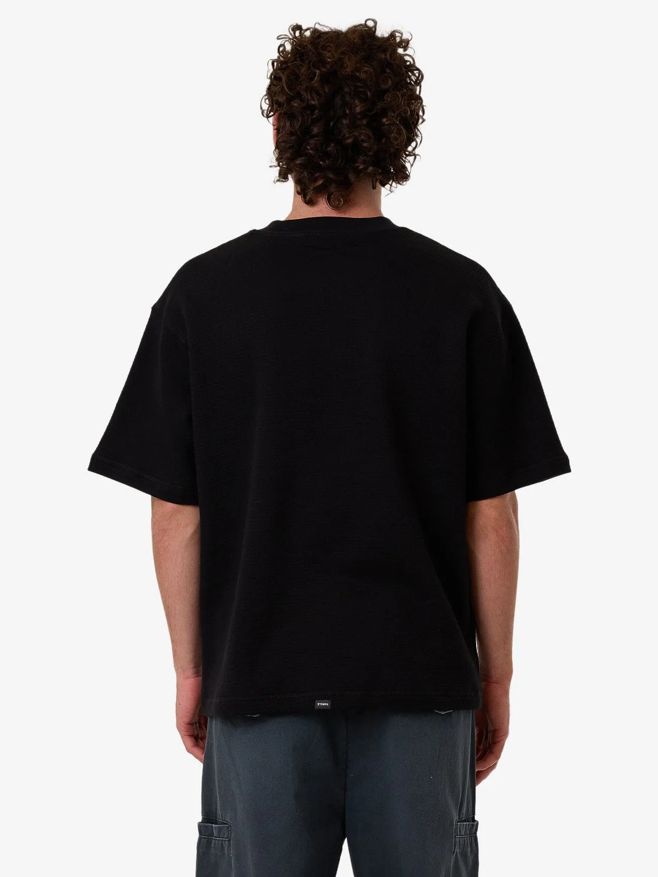 Arts & Industrial Box Fit Oversize Short Waffle Tee - Black