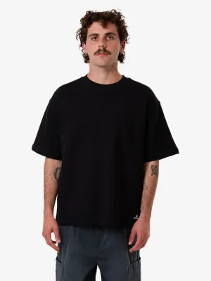Arts & Industrial Box Fit Oversize Short Waffle Tee - Black