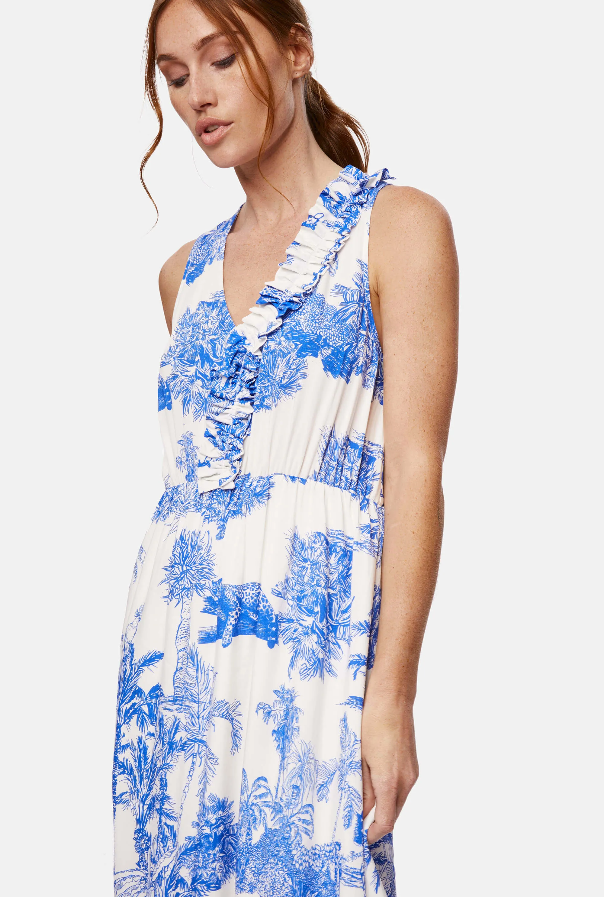 Asymmetrical Ruching Midi Dress