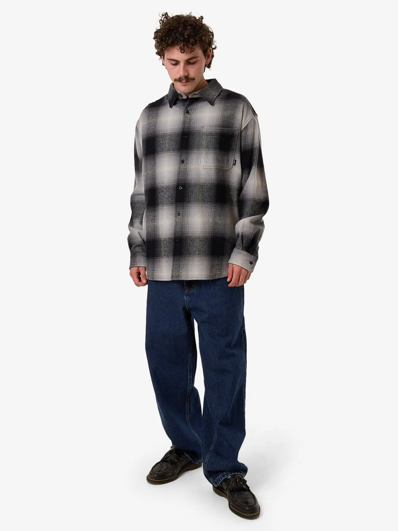 Barrio Long Sleeve Flannel Shirt - Black