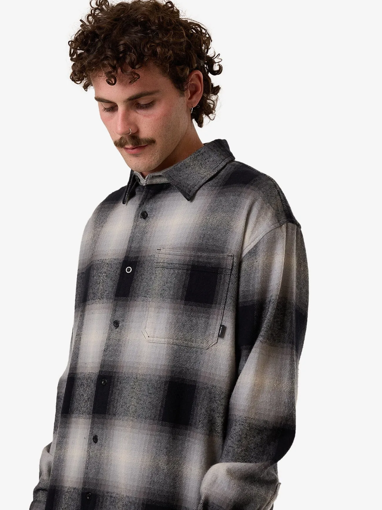 Barrio Long Sleeve Flannel Shirt - Black