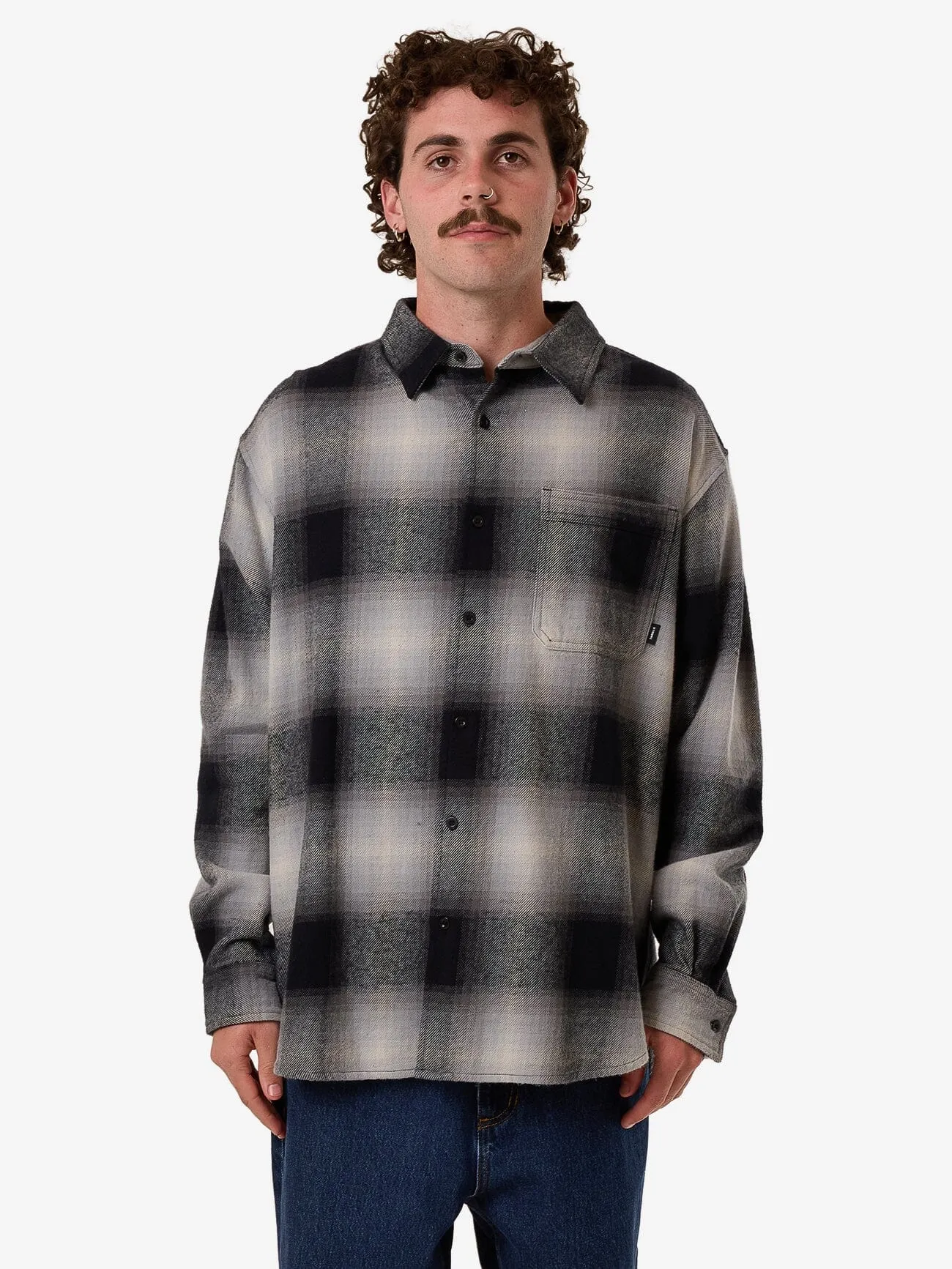 Barrio Long Sleeve Flannel Shirt - Black