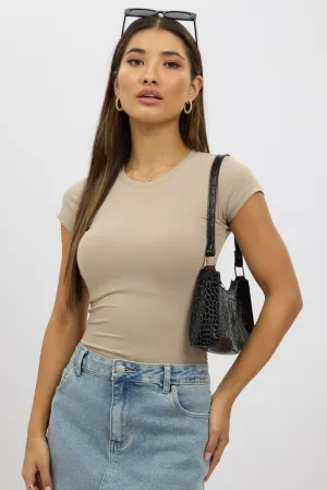 Beige T-Shirt Cap Sleeve Supersoft