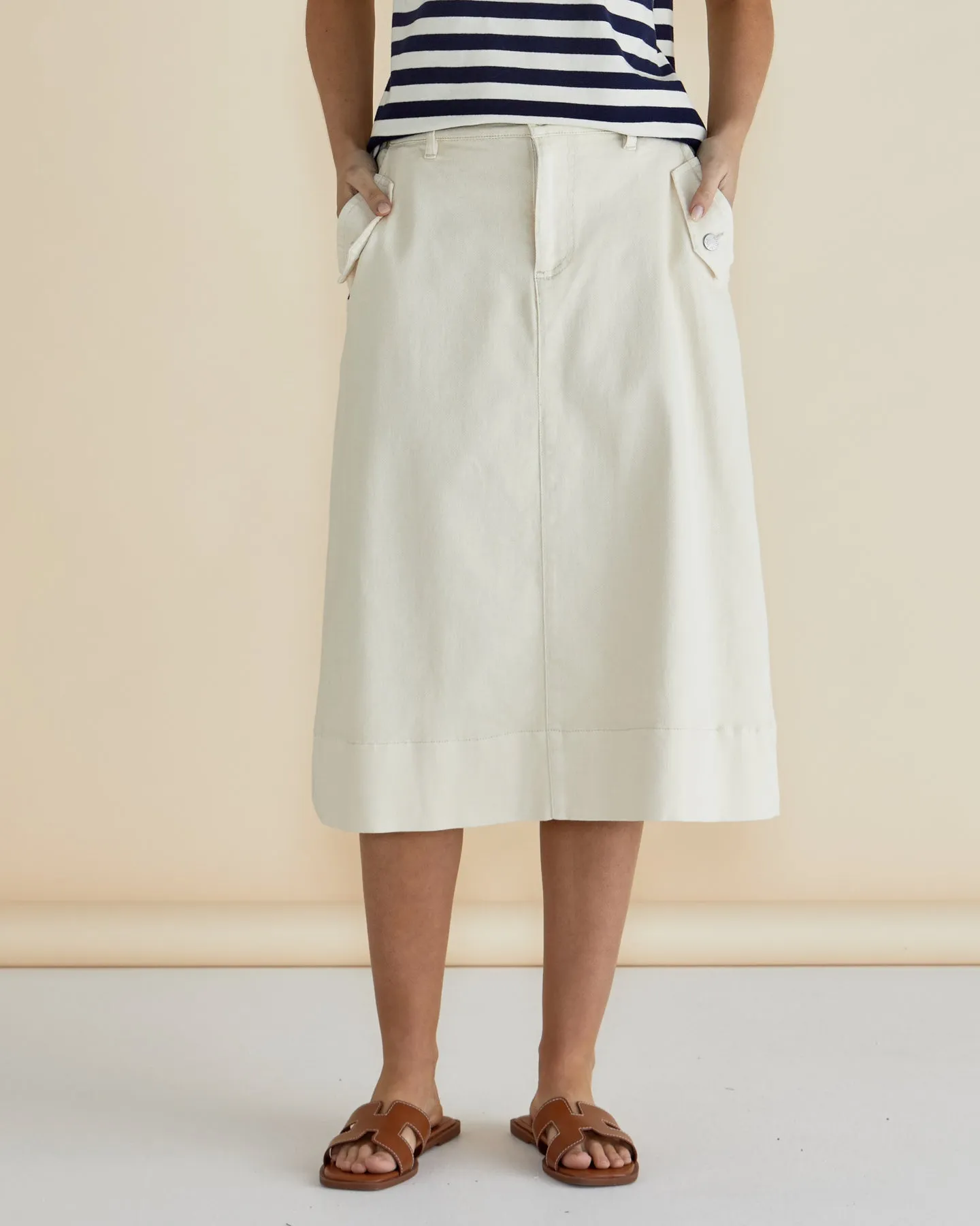Betty Basics Astra Denim Skirt Off White
