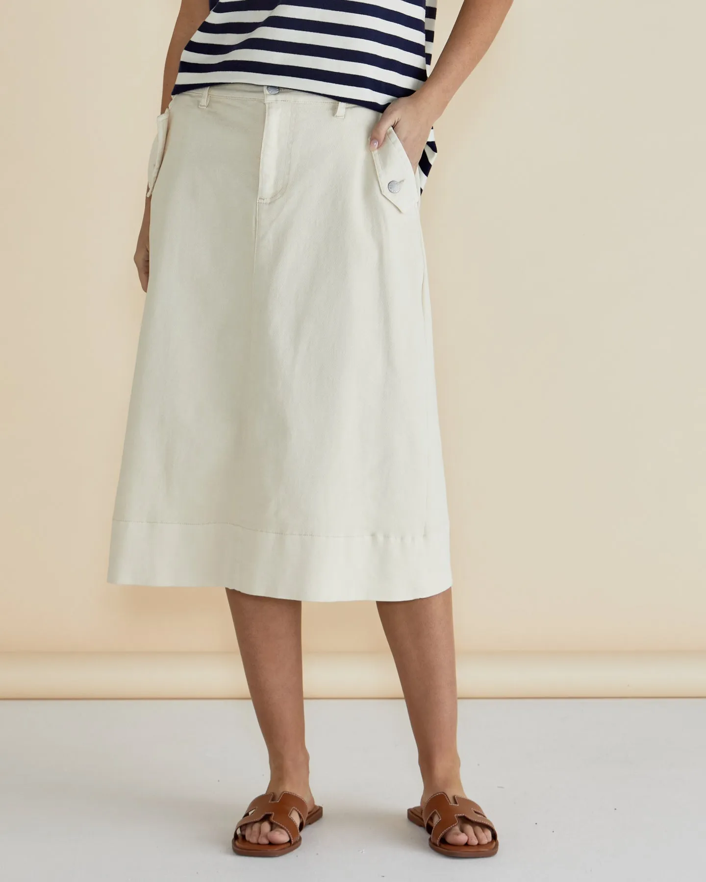 Betty Basics Astra Denim Skirt Off White