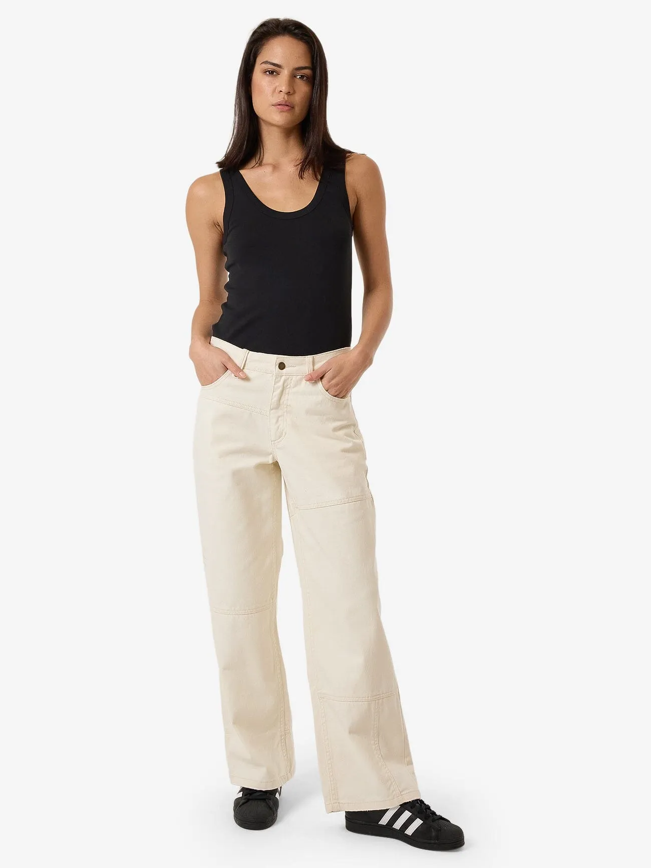 Billie Low Panelled Jean - Heritage White