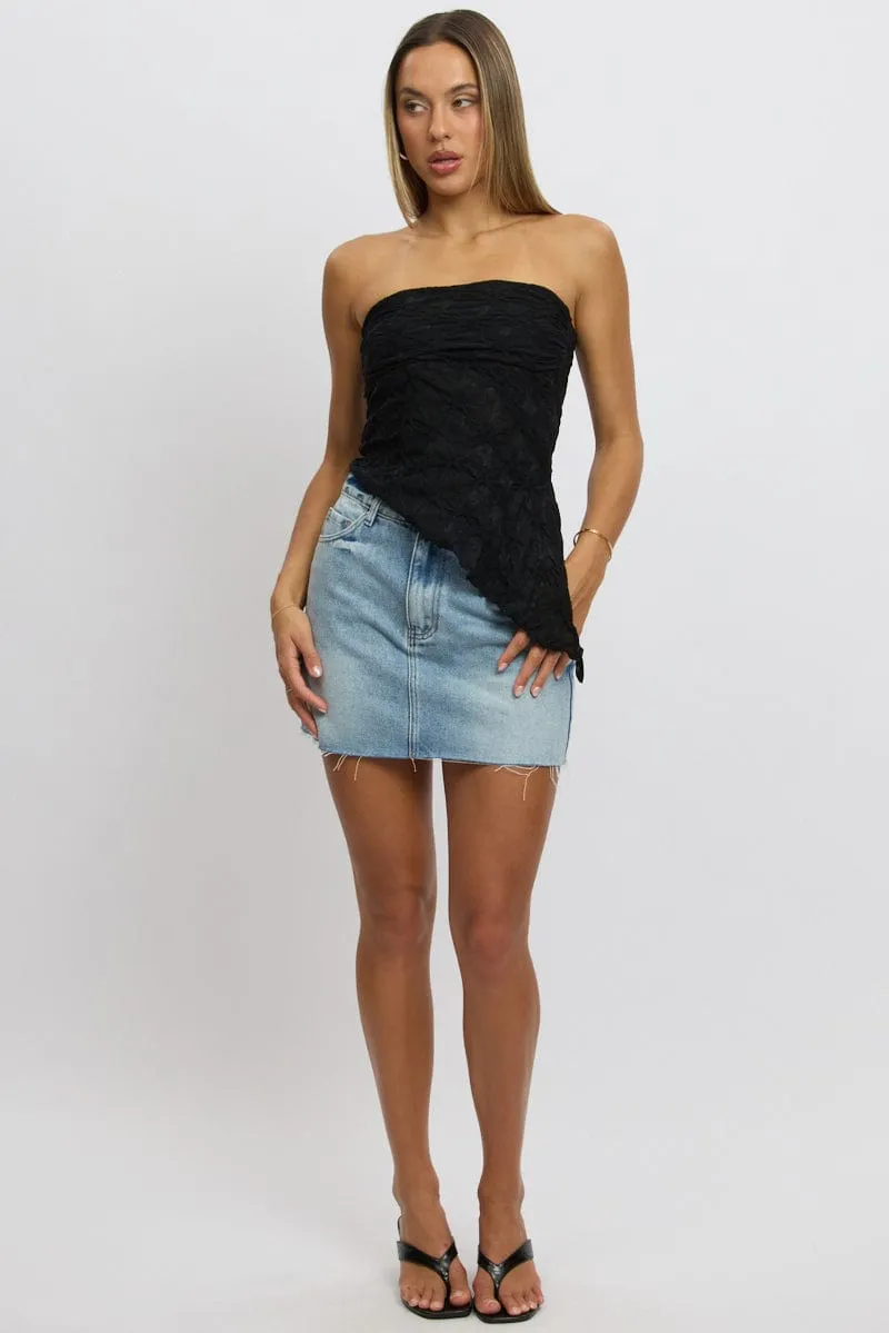 Black Boob Tube Top Textured