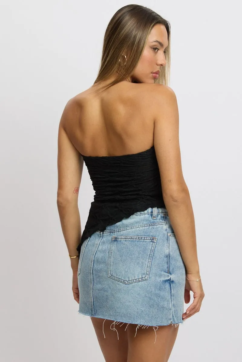 Black Boob Tube Top Textured