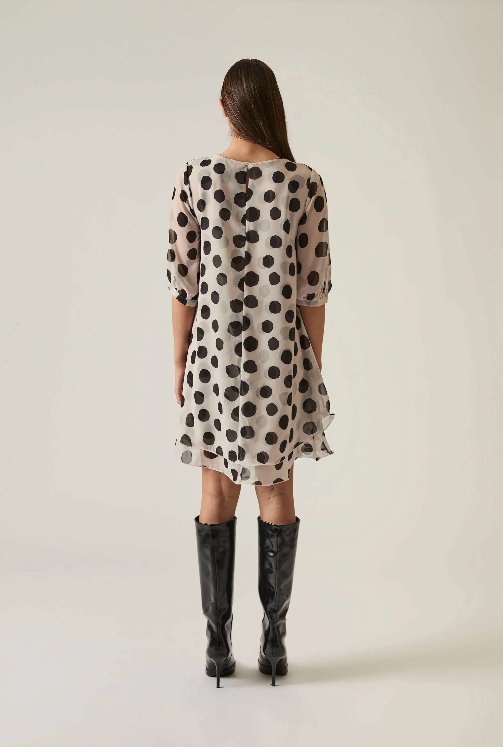 Black-Cream Polka Dot Dress