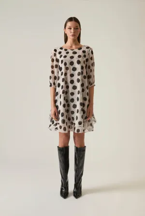 Black-Cream Polka Dot Dress