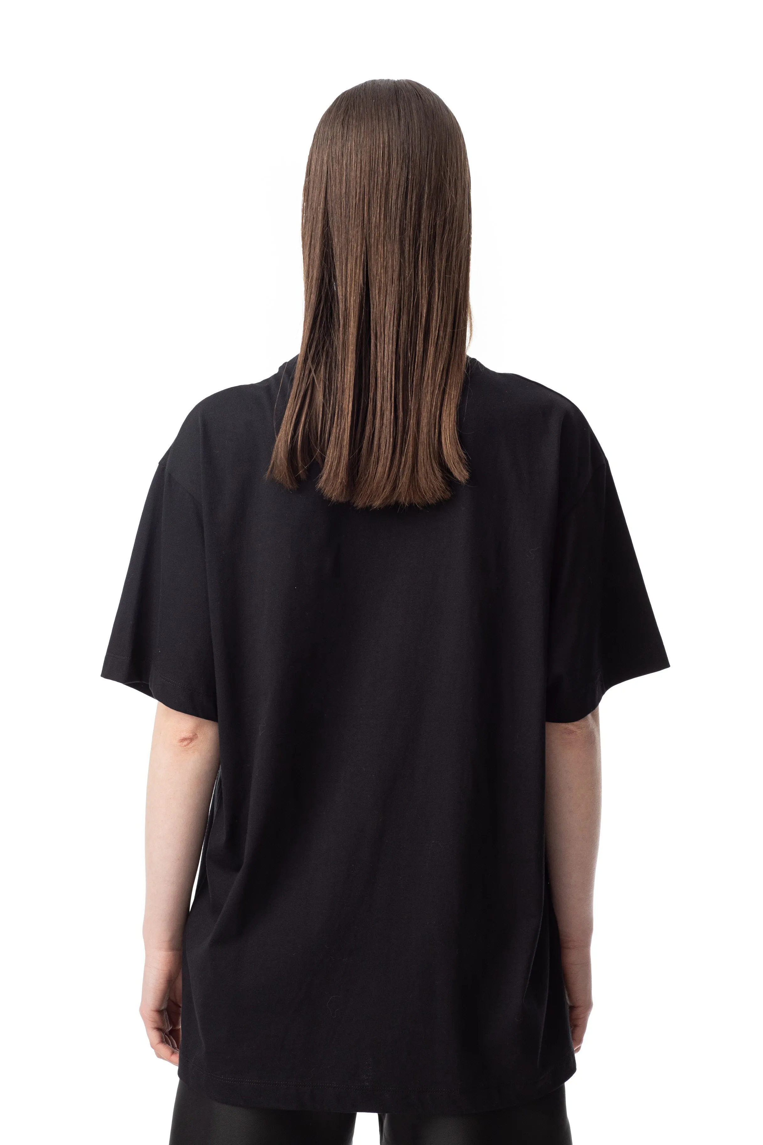 BLACK OVERSIZED T-SHIRT WITH GOLD LOGO