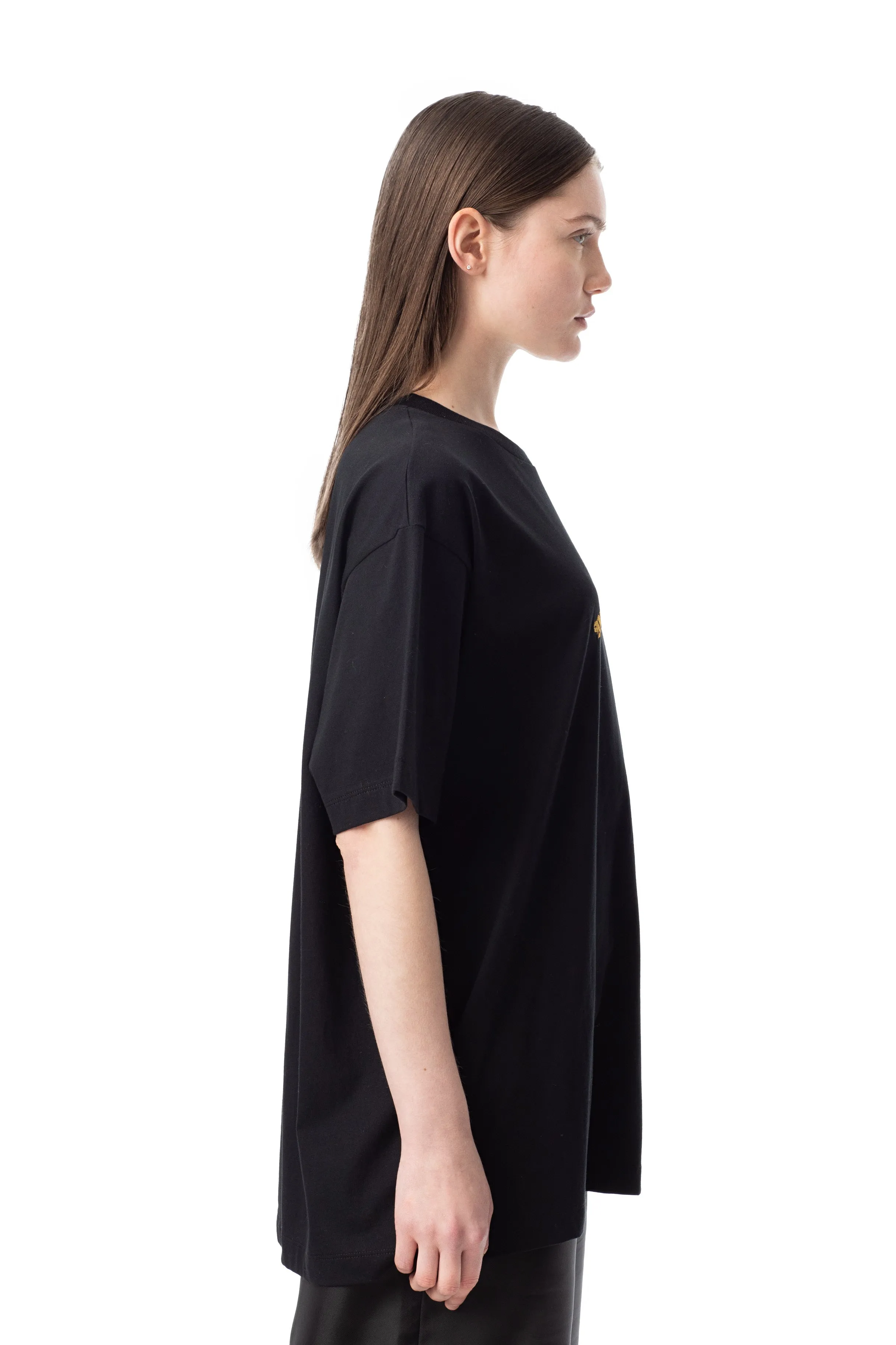 BLACK OVERSIZED T-SHIRT WITH GOLD LOGO
