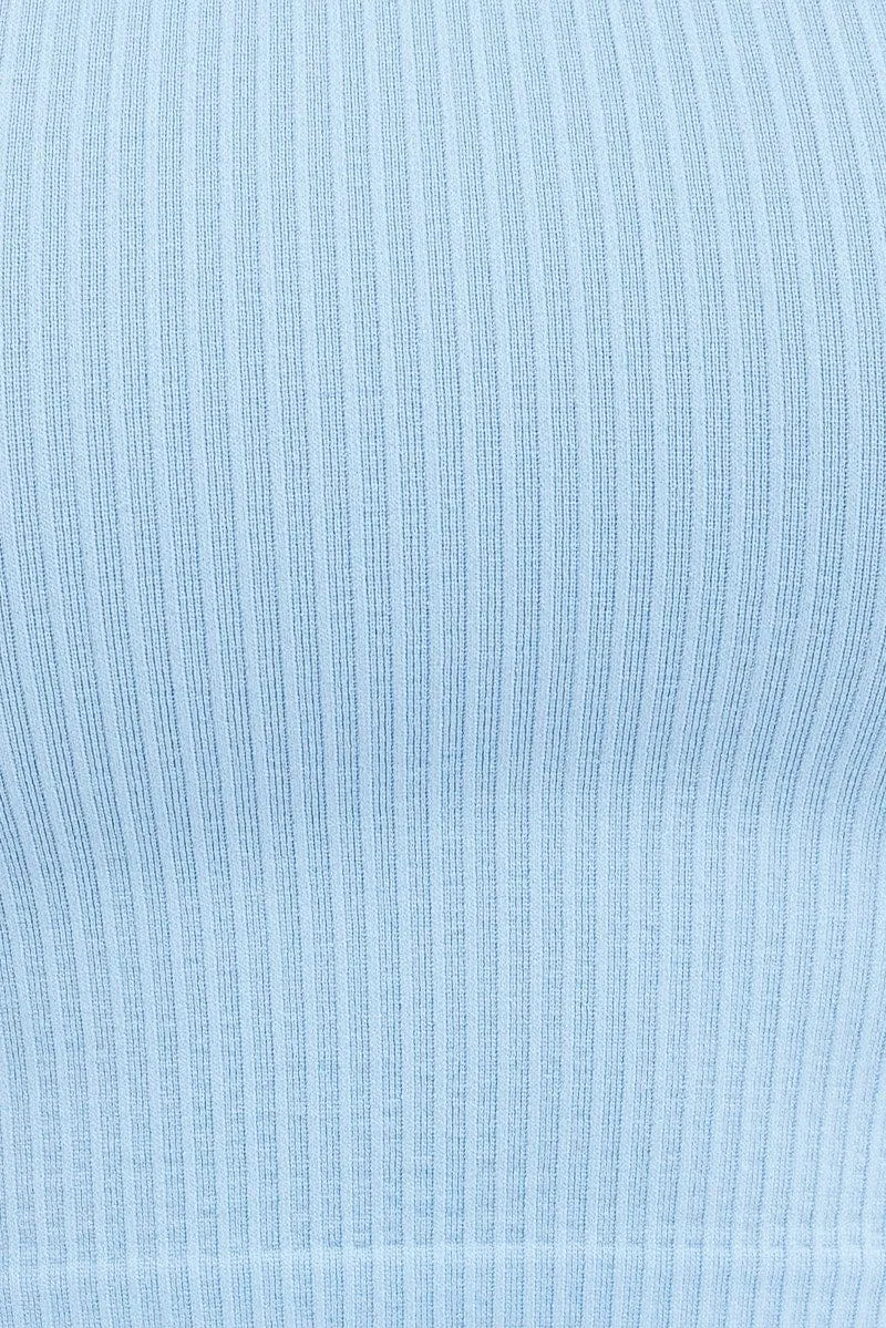Blue T Shirt Short Sleeve Scoop Neck Seamless