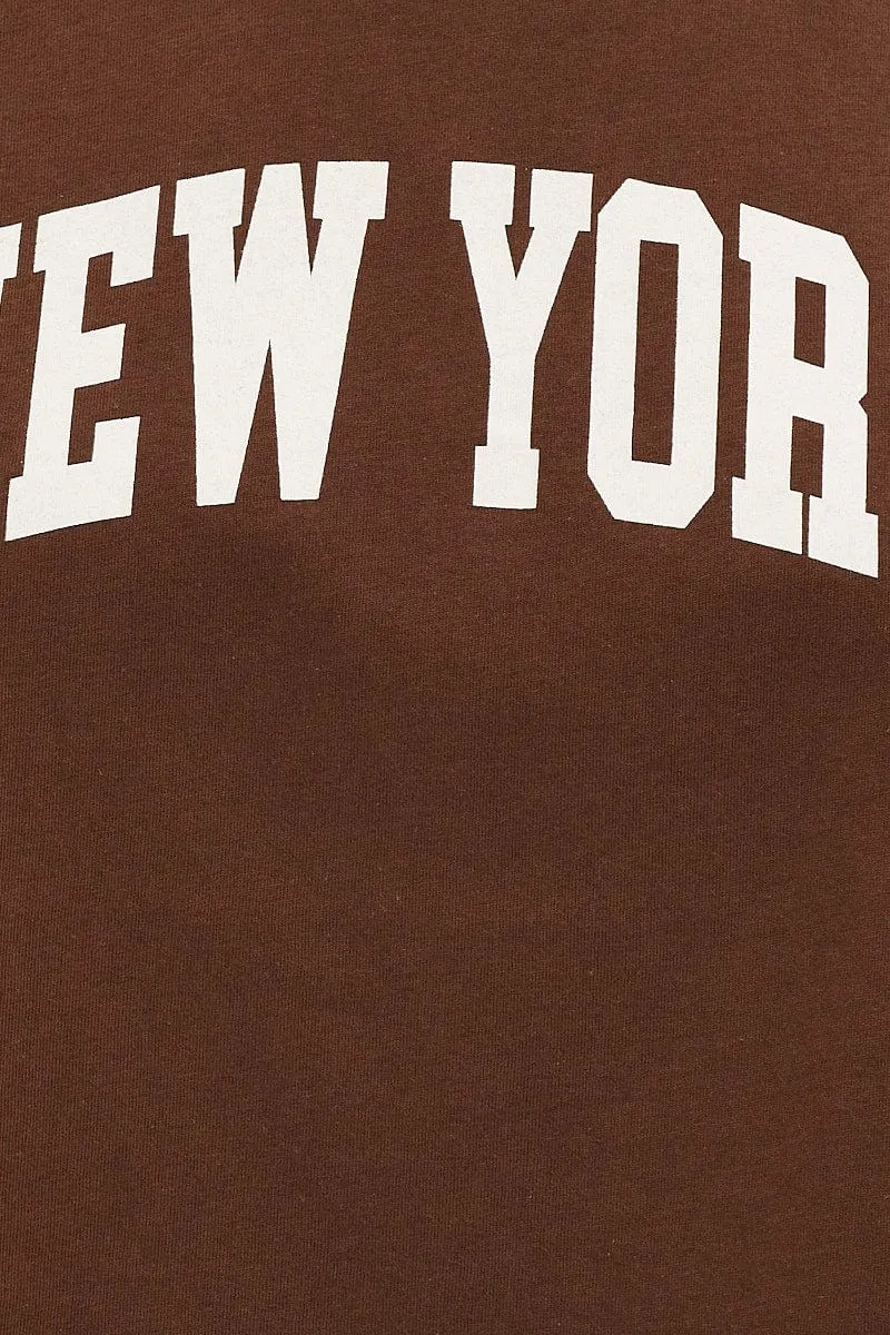 Brown Crew Neck Tee
