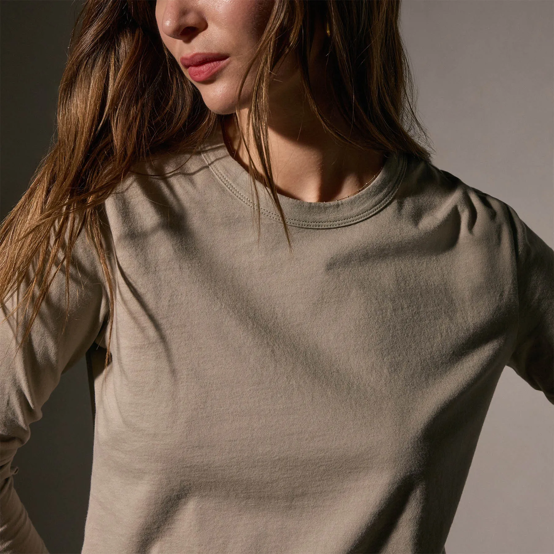 Brushed Elevated Jersey Long Sleeve Tee - Overcast