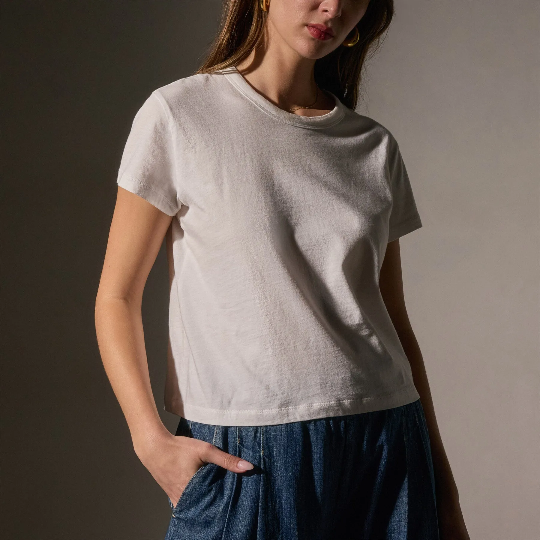 Brushed Elevated Jersey Short Sleeve Tee - White
