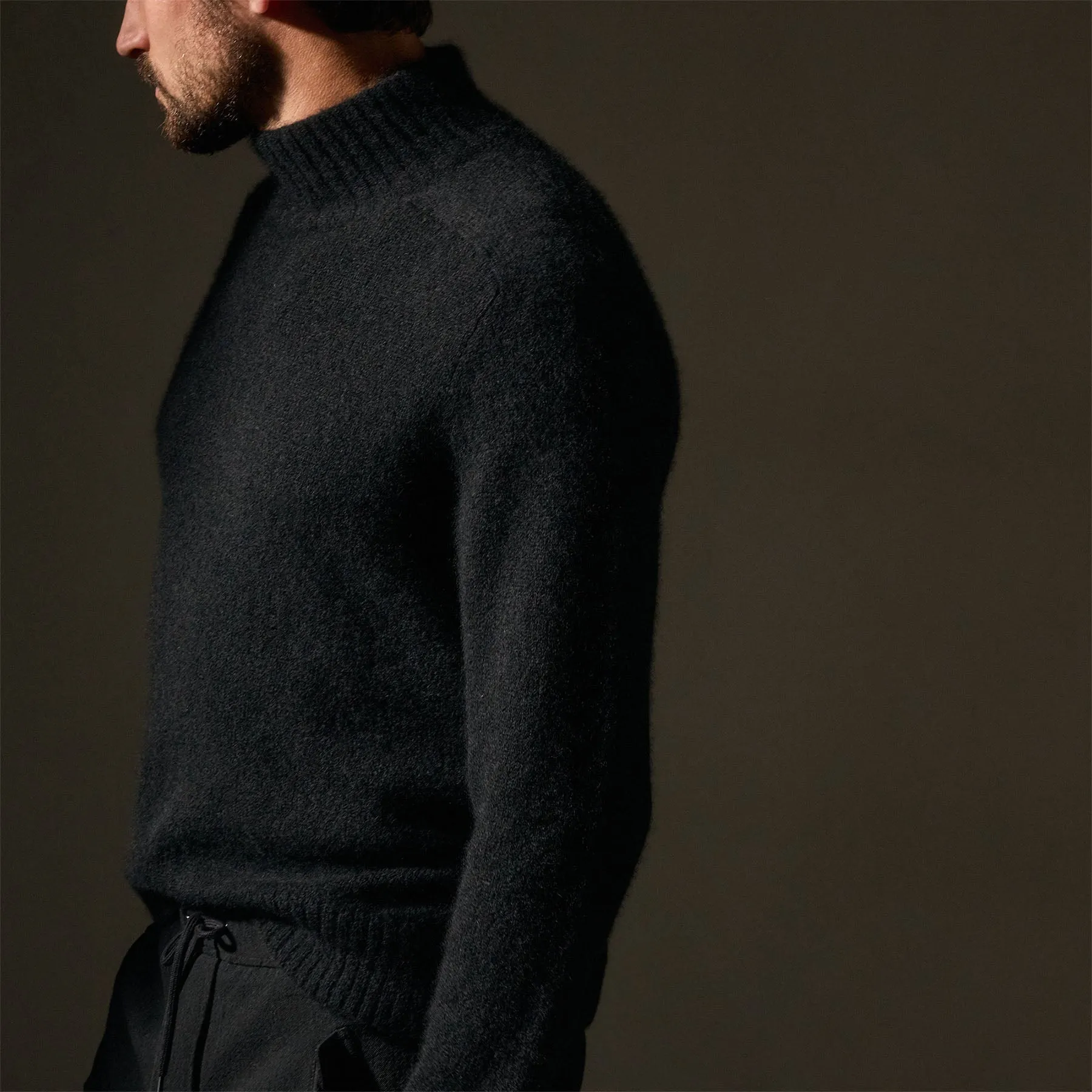 Cashmere Funnel Neck Sweater - True Black
