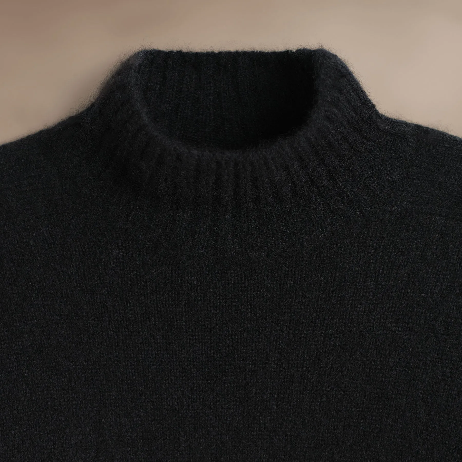 Cashmere Funnel Neck Sweater - True Black