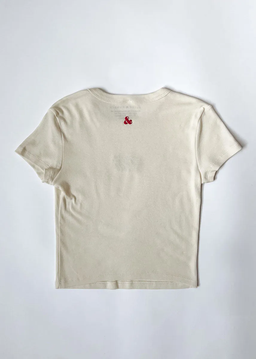 Chi Script Baby Tee - White & Red