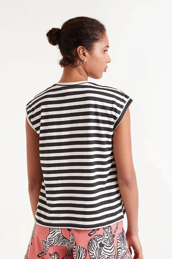Compania Fantastica Black and White Striped T-Shirt