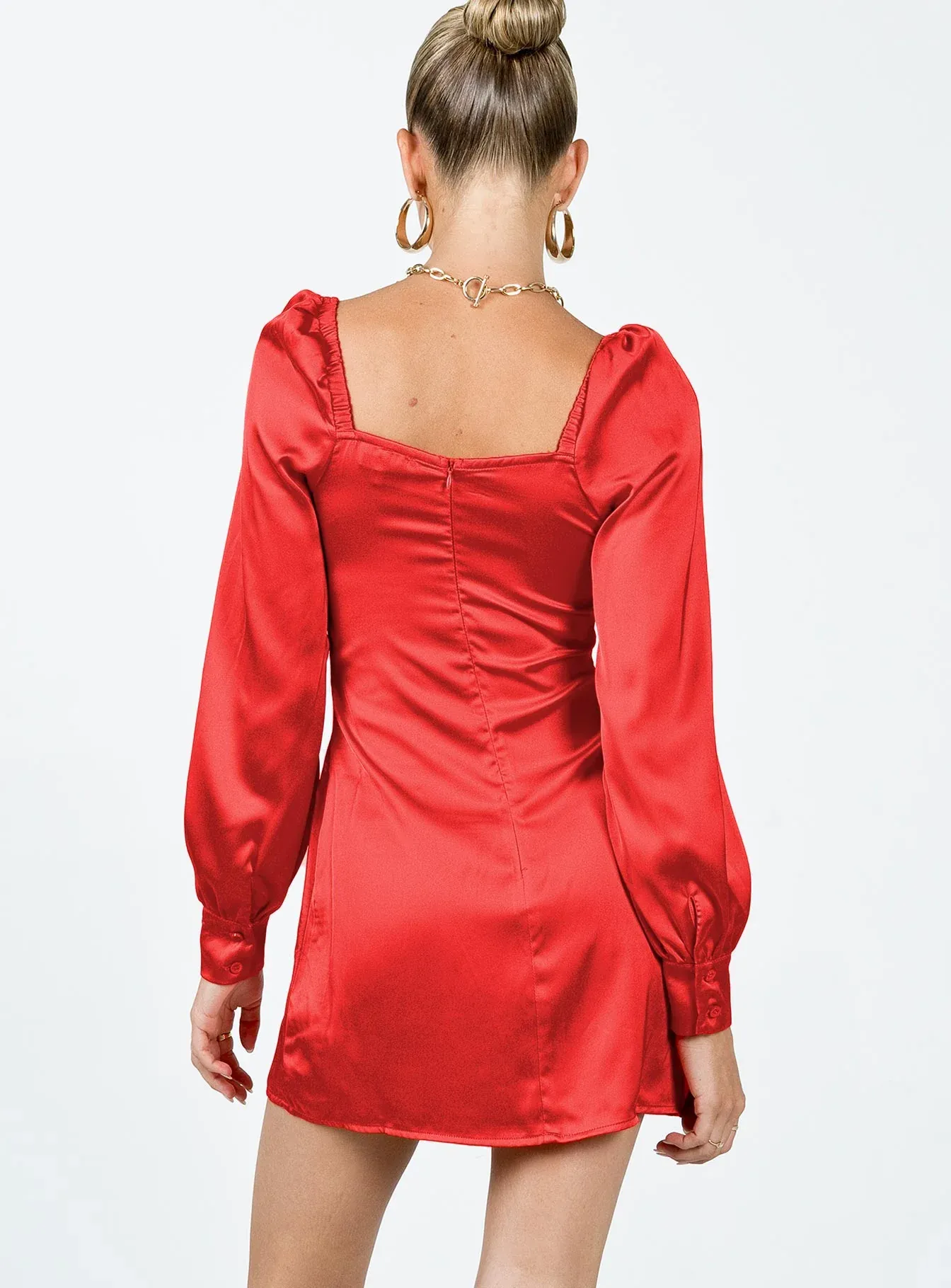 Cottee Satin Mini Dress Red