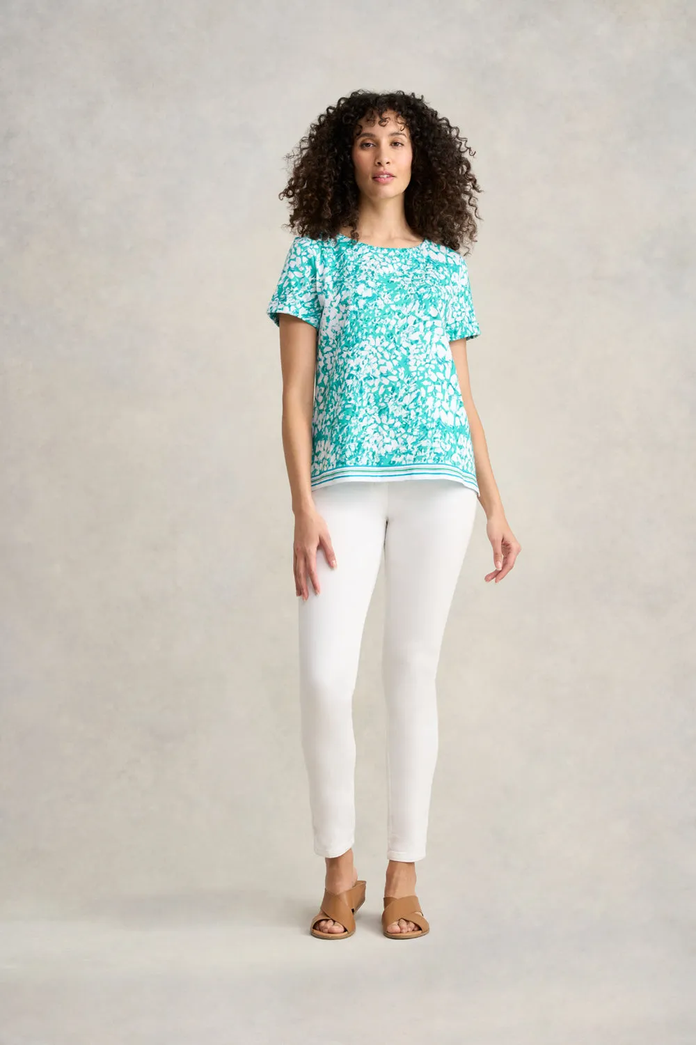 Cotton Border T-Shirt - Painterly Border