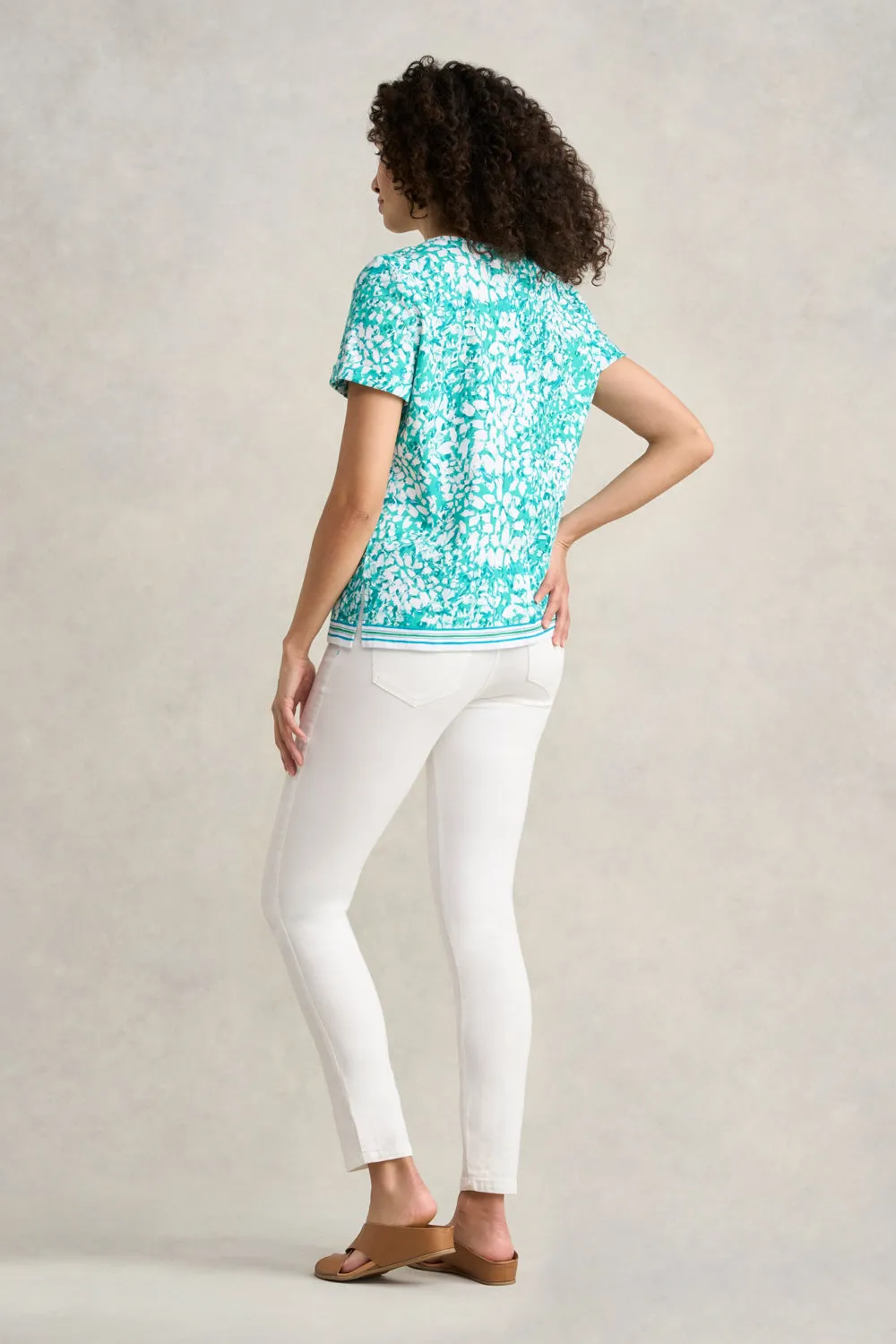 Cotton Border T-Shirt - Painterly Border