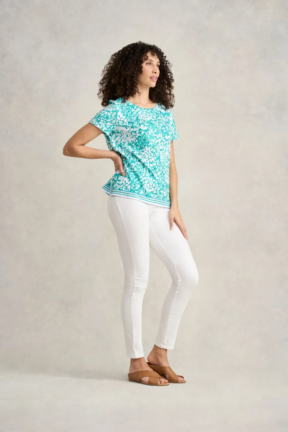 Cotton Border T-Shirt - Painterly Border