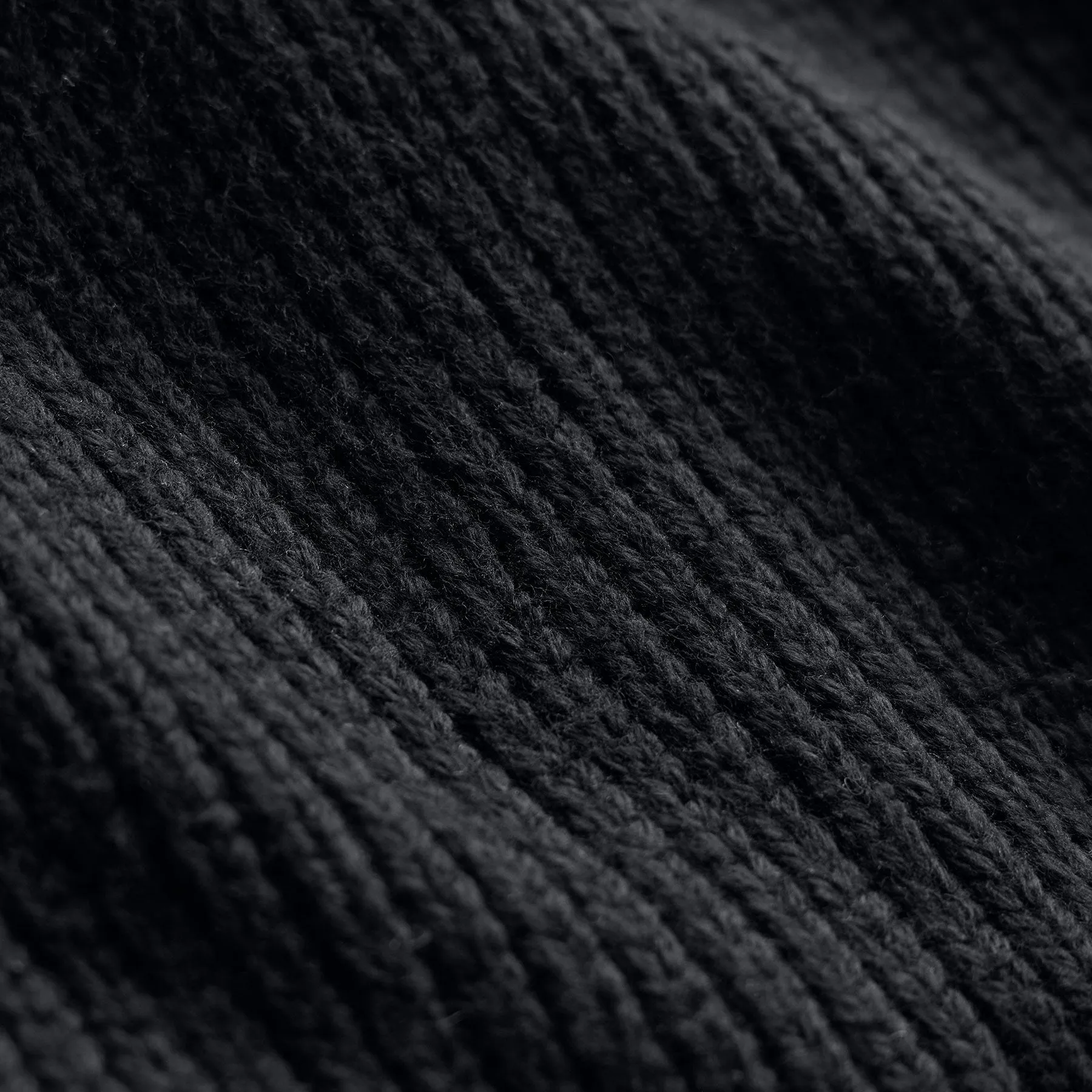 Cotton Knit Zip Up Sweater - Black