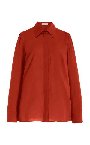 Cruz Shirt in Red Clay Aloe Linen