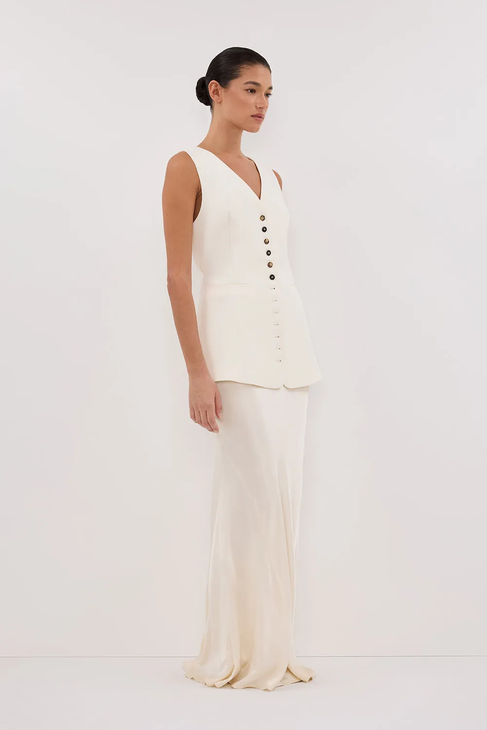 DEMI CREAM LONGLINE VEST
