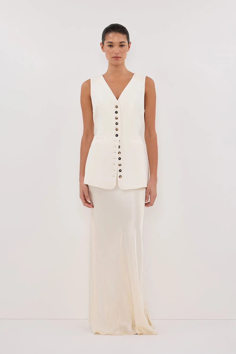 DEMI CREAM LONGLINE VEST