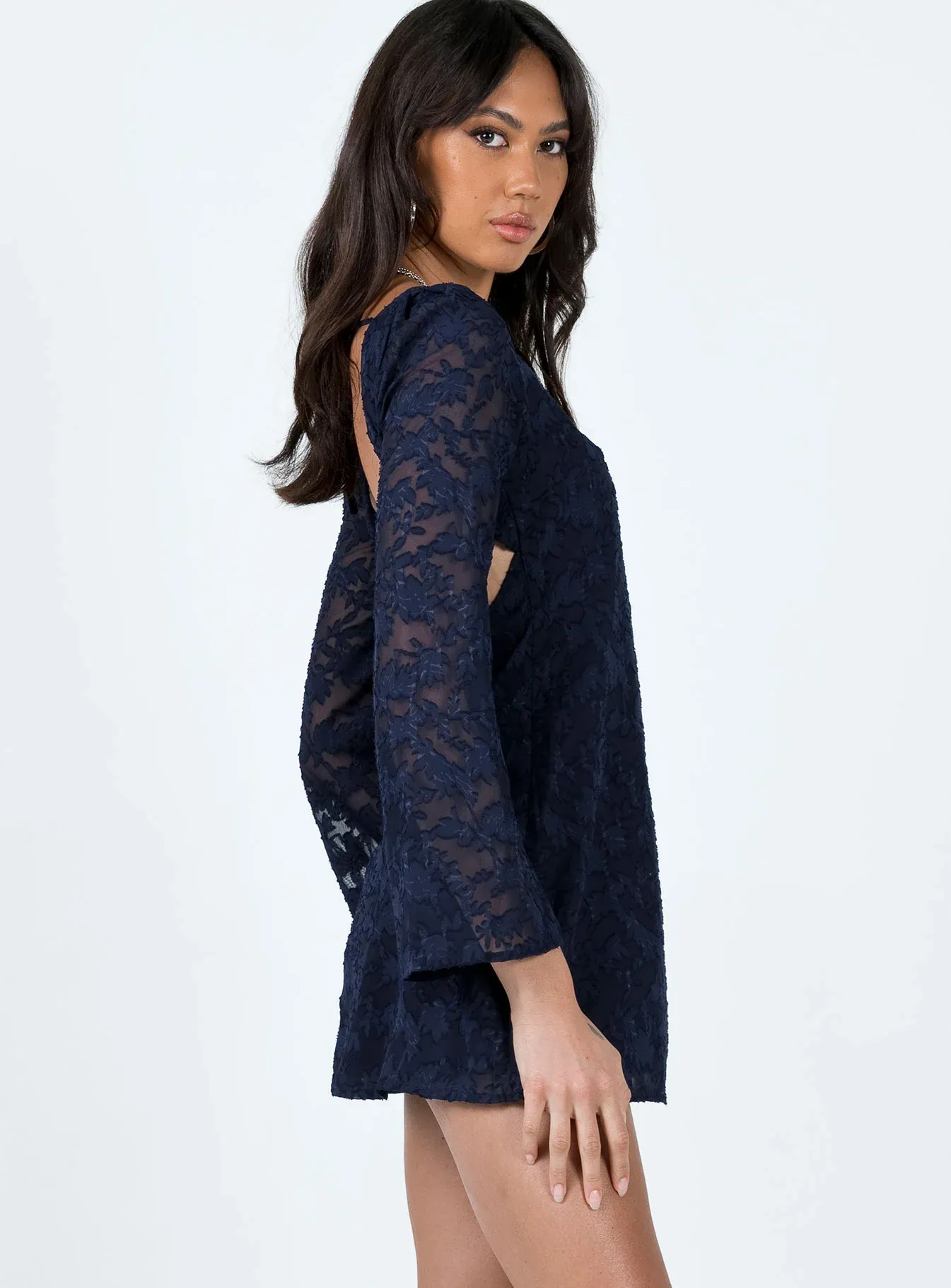 Eryn Long Sleeve Mini Dress Navy