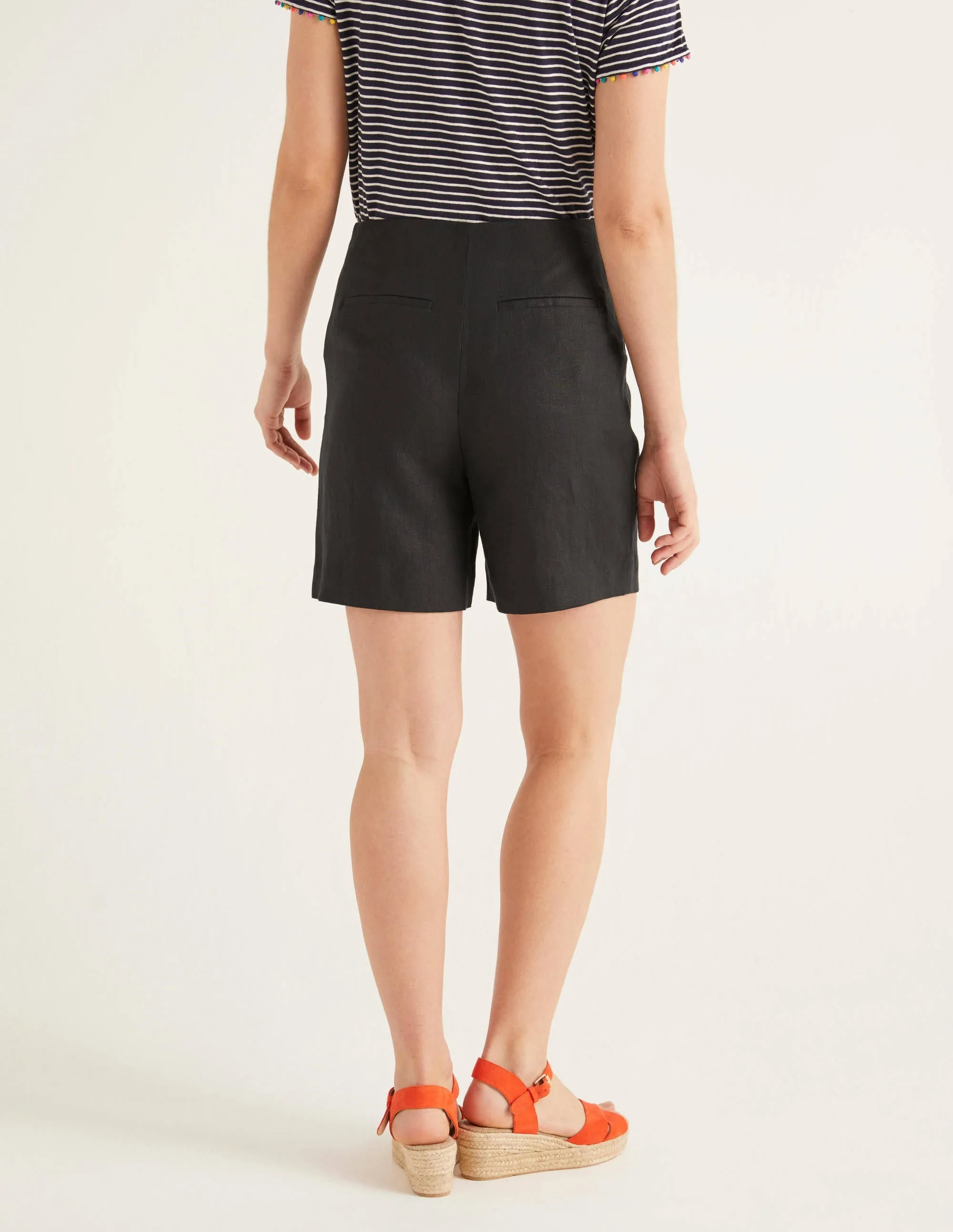 Falmouth Linen Shorts-Black
