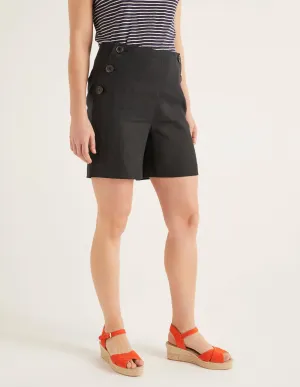 Falmouth Linen Shorts-Black