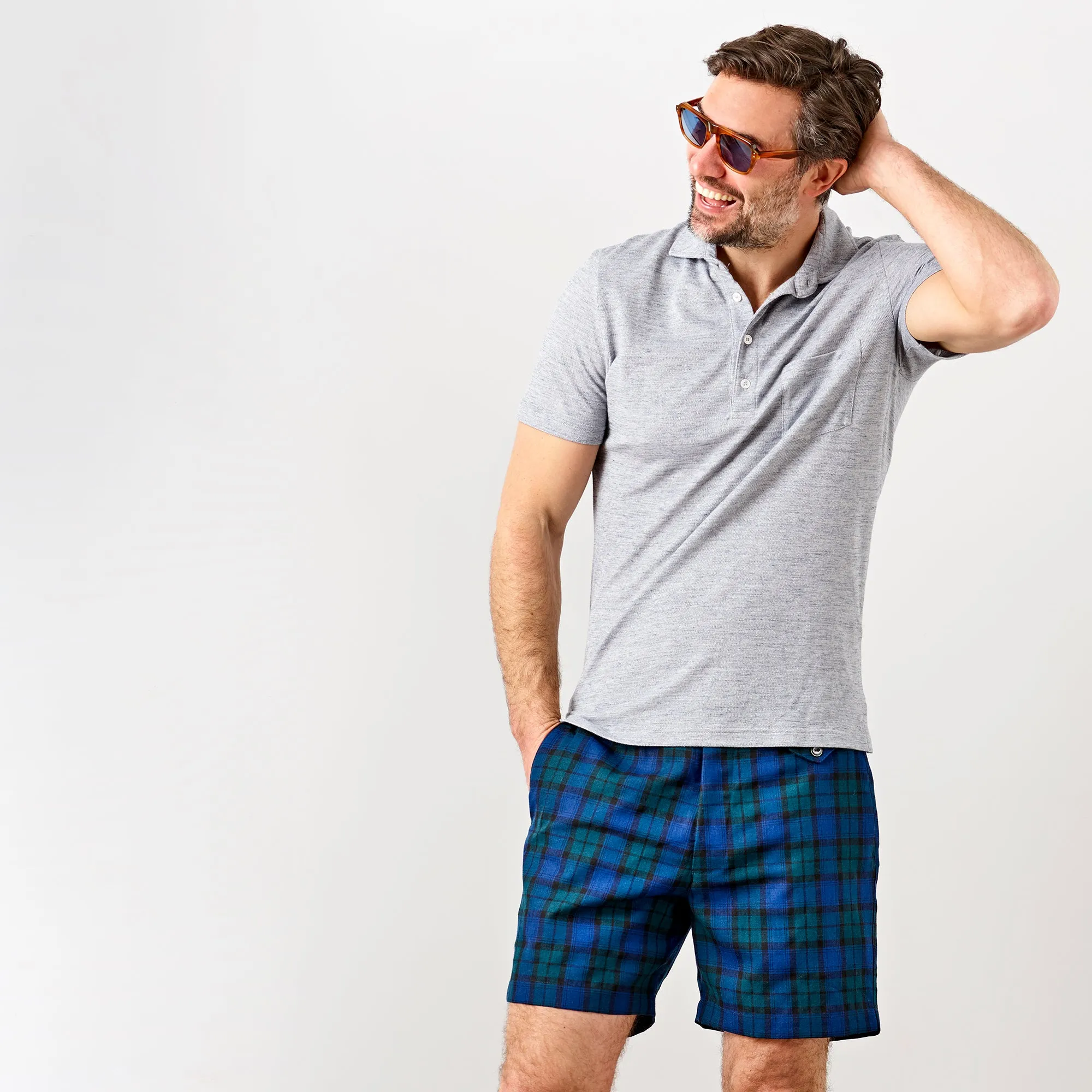 Fedeli Chest Pocket Polo in Knitted Piqué Heather Grey