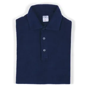 Fedeli Short Sleeve Terrycloth Polo Shirt in Ink