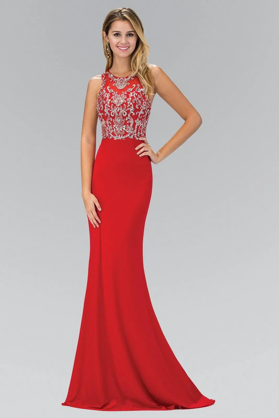 Floor Length Prom Dress with Bead and Sequin