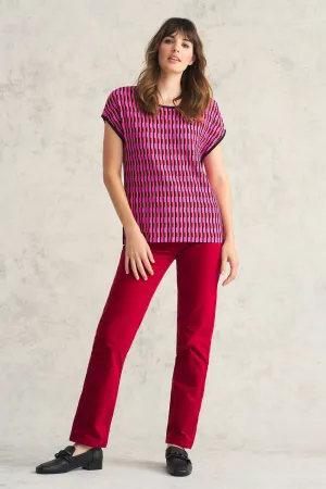 Geo Jacquard Knit Top - Pink & Black Geo