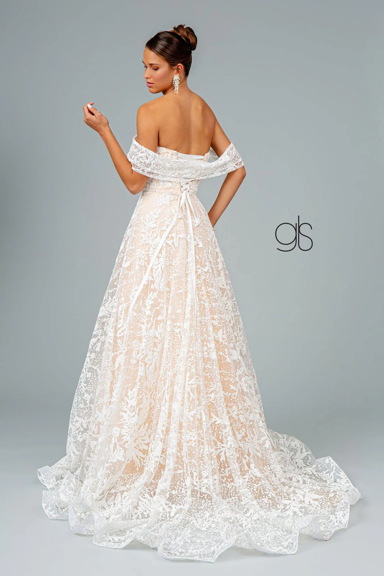 Glitter Mesh Sweetheart A-Line Long Prom Dress