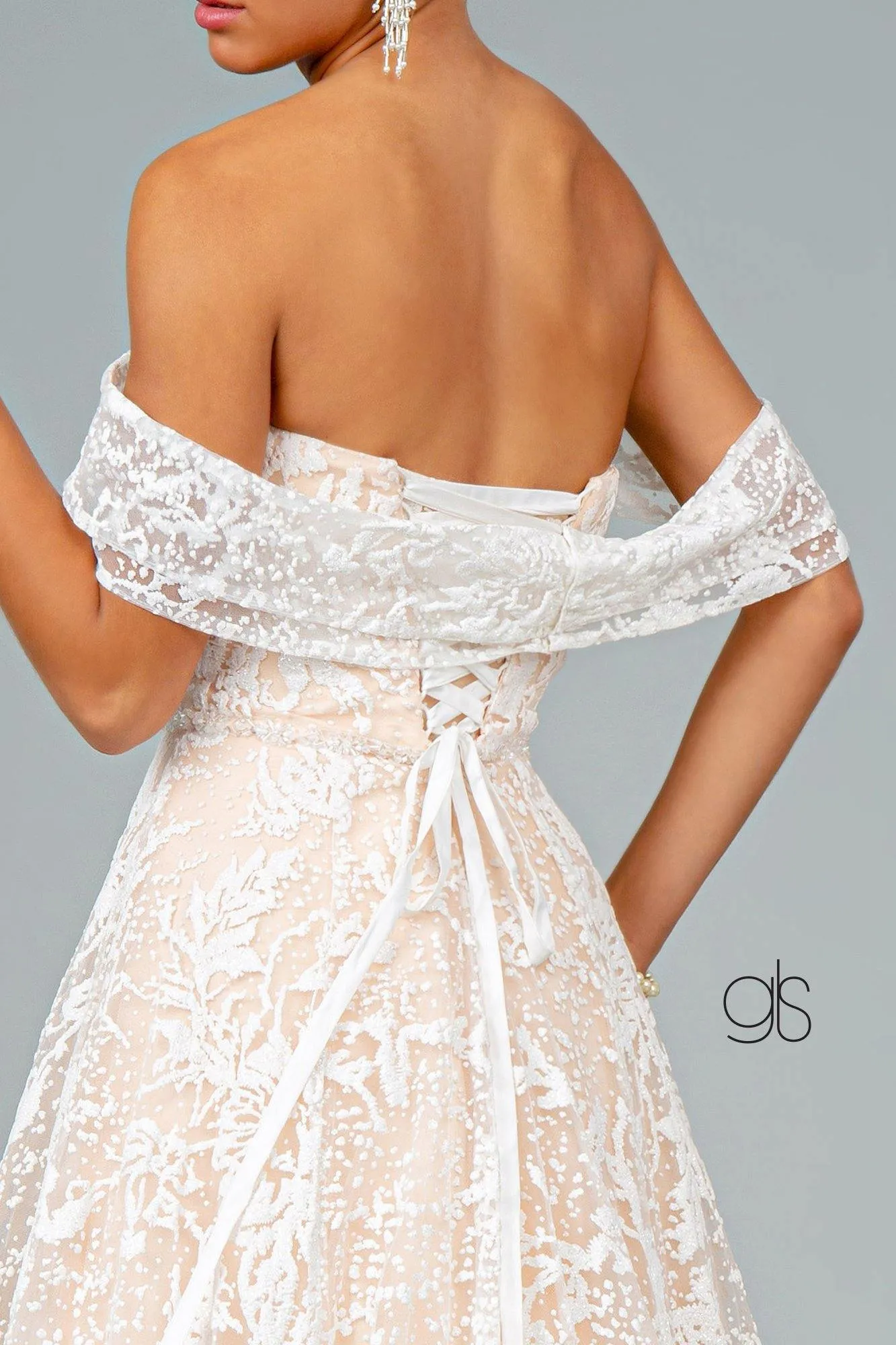 Glitter Mesh Sweetheart A-Line Long Prom Dress
