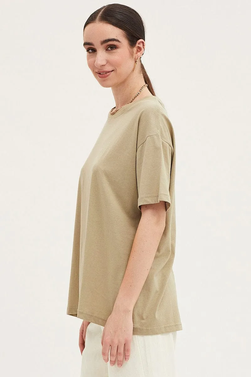 Green Oversized T Shirt Short Sleeve Crew Neck