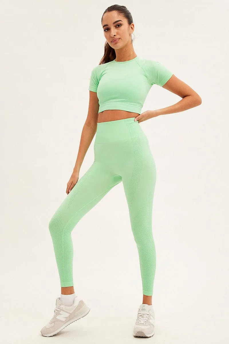 Green Seamless Activewear Singlet Basic Top
