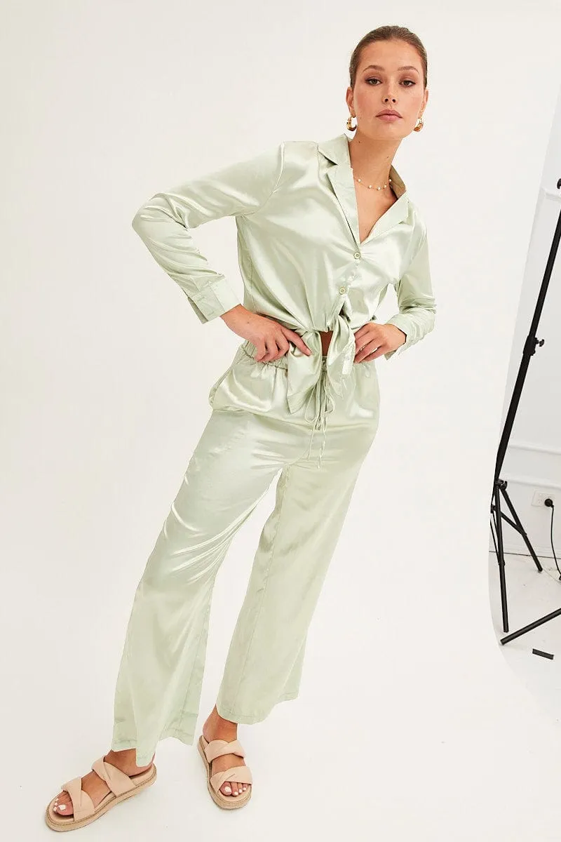 Green Wide Leg Pants