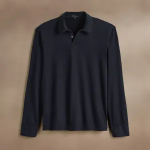 Heavy Luxe Jersey Long Sleeve Polo - French Navy